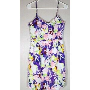 J Crew multicolor floral spaghetti strap mini sundress w/ pockets size 8 summer